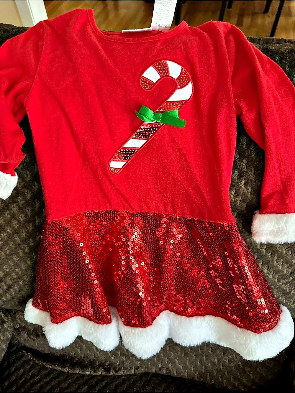 Kids Red Sequin Santa Dress Like New